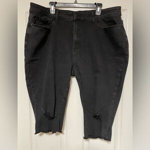 Judi Blue Women’s Slim Fit Distressed Black Capri Plus Size 22W